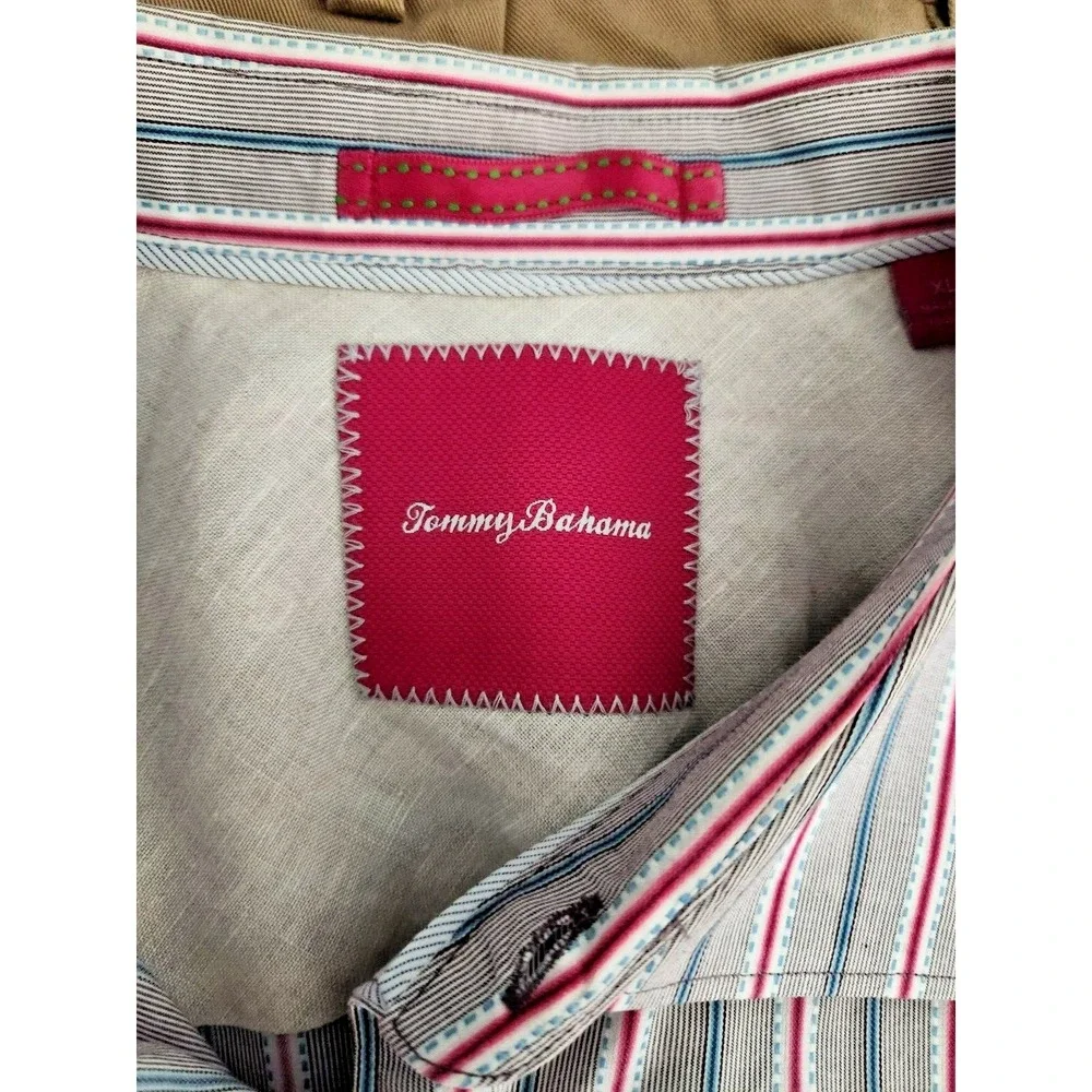 Tommy Bahama Striped Dress Shirt Men's XL Gray Cotton Long Sleeve Button Up - Picture 3 of 7